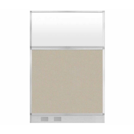Versare Hush Panel Configurable Cubicle Partition 4' x 6' Sand Fabric Frosted Window w/ Cable Channel 1855618-3